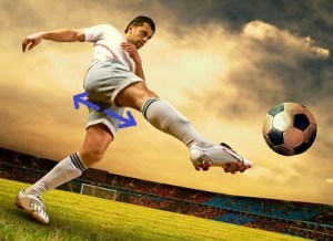 soccer kicking ball arrow